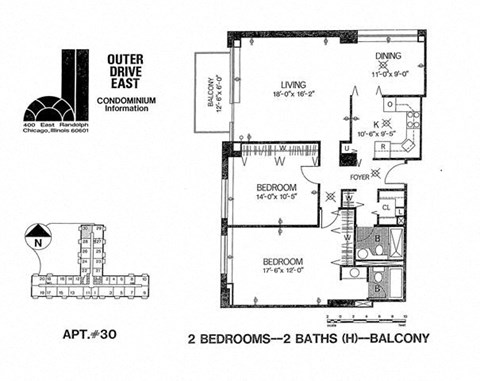 Floor plan for 2 beds, 2 baths